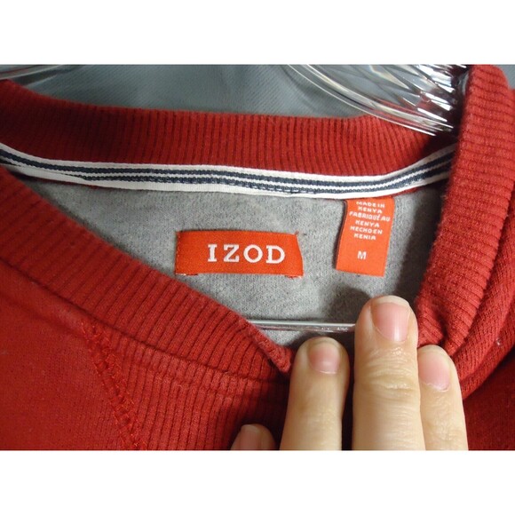 IZOD Red Sweater Long Sleeve Crew Neck Pullover Cotton Blend Mens Size Medium - Picture 4 of 8